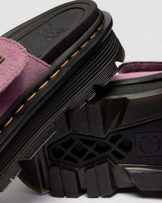 Dr. Martens Pink Zebzag Suede Platform Slides