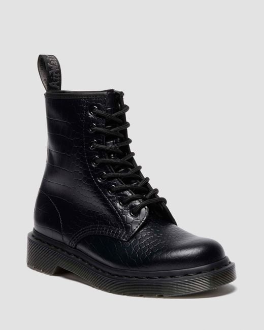 Dr. Martens 1460 Leren Laarzen Met Krokodilreliëf in het Black