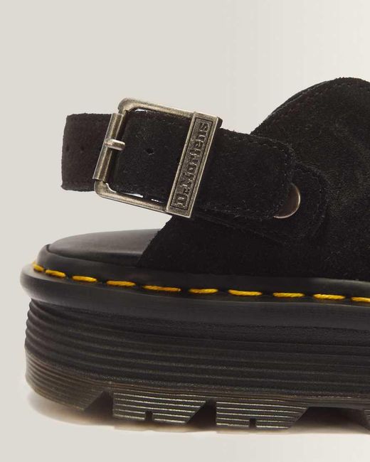 Dr. Martens Black Zebzag Suede Casual Slingback Platform Mules for men