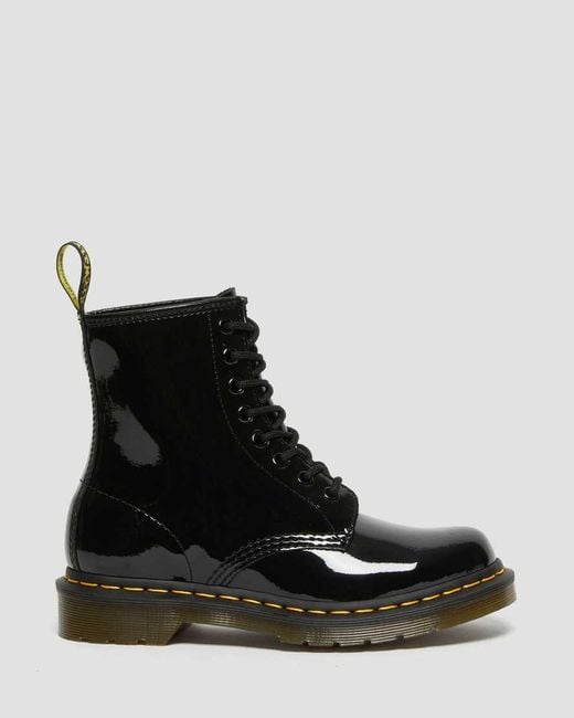 Dr. Martens 1460 Patent Leather Lace Up Boots In Black Lucido/patent Lamper
