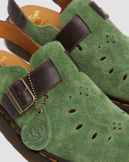 Zueco jorge de piel y ante sandalias Dr. Martens de hombre de color Green