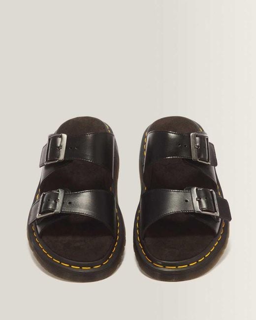 Dr. Martens Black Josef Leather Buckle Slides for men