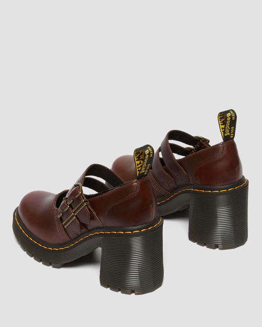 Dr. Martens Brown Eviee Leather Mary Jane Heeled Shoes for men