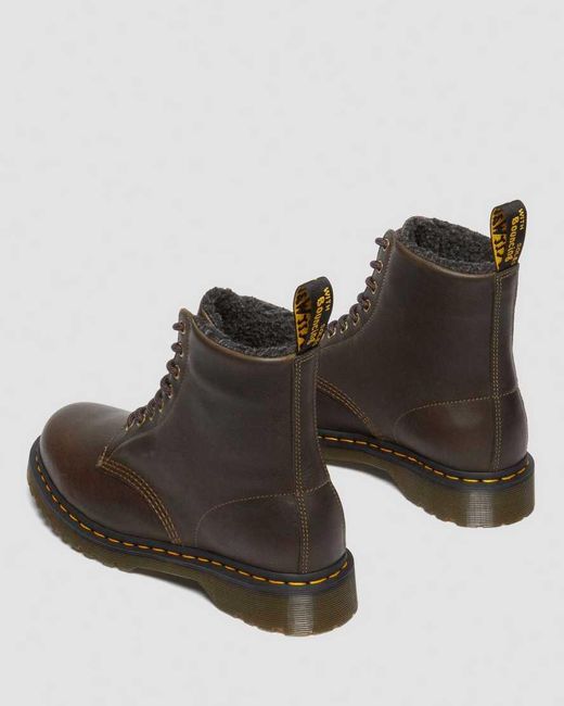 Dr. Martens Brown 1460 Faux Fur Lined Grizzly Leather Lace Up Boots