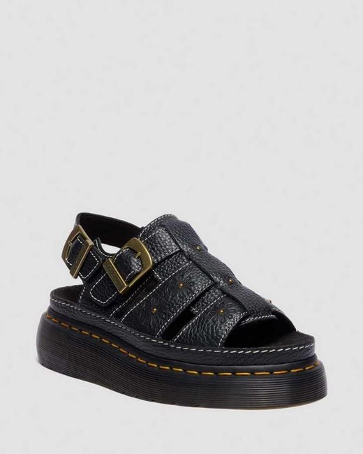 Dr. Martens Black Wrenlie Open Toe Nappa Leather Fisherman Platform Sandals