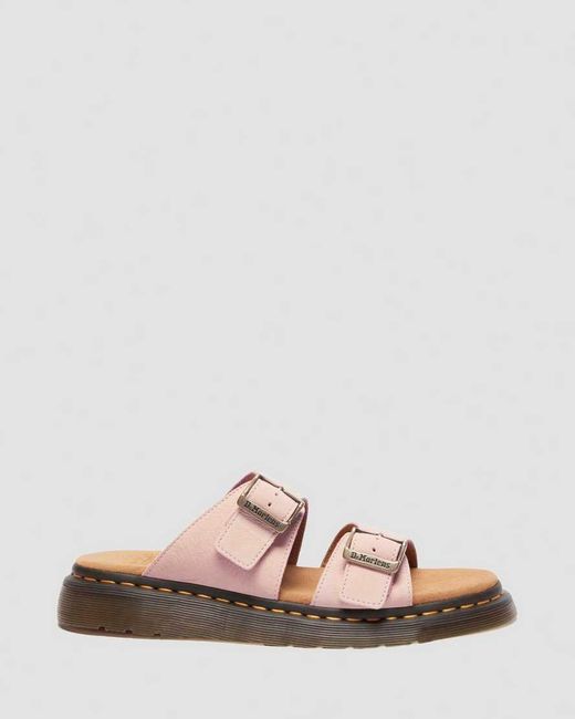 Dr. Martens Josef Nubuck Leder Slide Sandalen in Pink für Herren