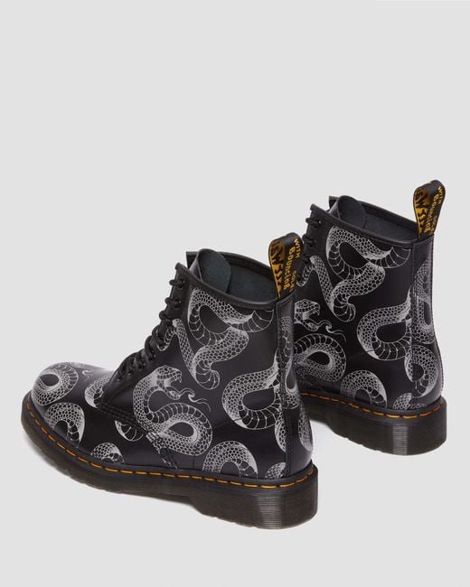 Dr. Martens 1460 Serpent Print Leather Lace Up Boots in Black for Men | Lyst