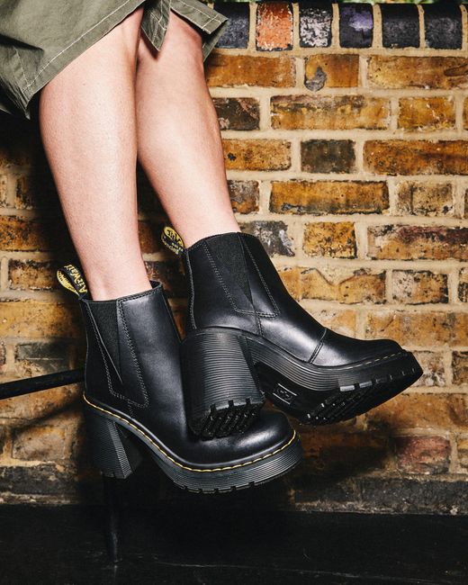 Dr. Martens Leer Spence Leren Chelsea Boots Met Uitlopende Hak in het Zwart  - Lyst