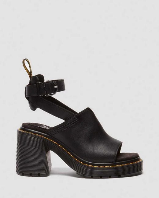 Dr. Martens Black Millee Leather Open Toe Sandals