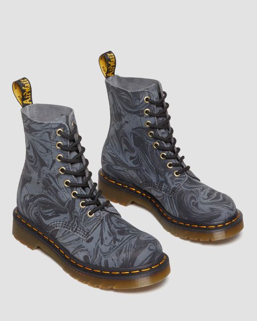Dr. Martens 1460 Pascal Marbled Suede Lace Up Boots in Blue | Lyst