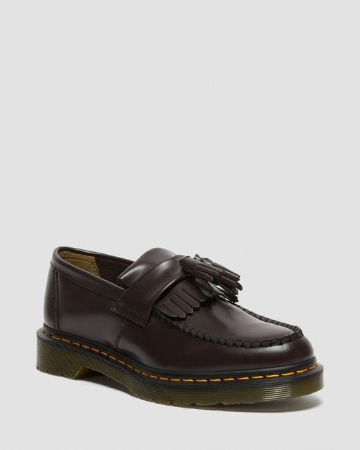Dr. Martens Multicolor Leather Adrian Yellow Stitch Tassle Loafers