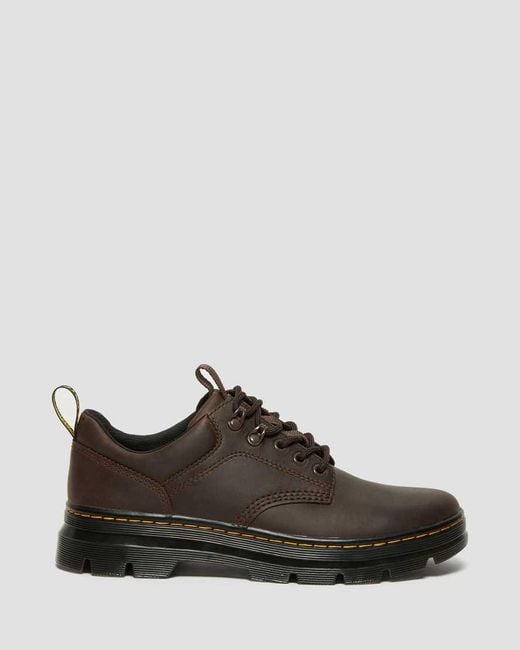 Dr. Martens Black Reeder Crazy Horse Leather Utility Shoes for men