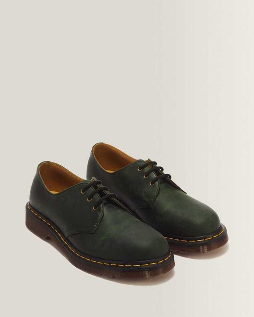 Dr. Martens Green 1461 Eye Crazy Horse Leather Lace Up Shoes for men