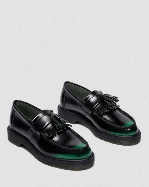 Dr. Martens Black Adrian Tassel Arcadia Rub Off Leather Loafers for men