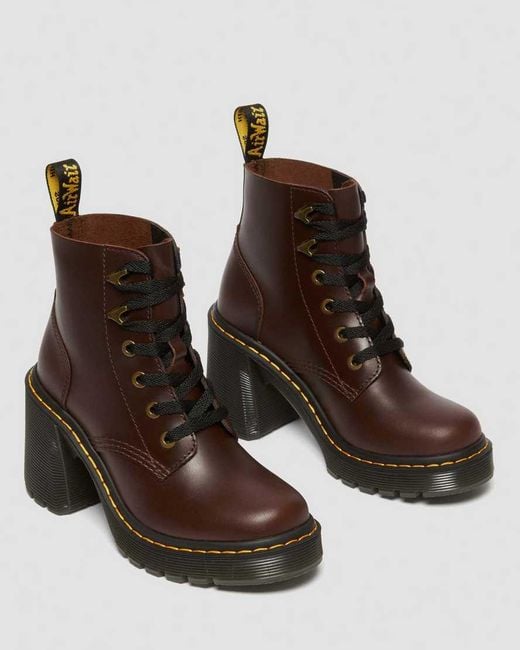 Dr. Martens Brown Jesy Leather Flared Heel Boots for men