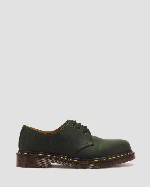 Dr. Martens Green 1461 3 Eye Crazy Horse Leather Lace Up Shoes for men