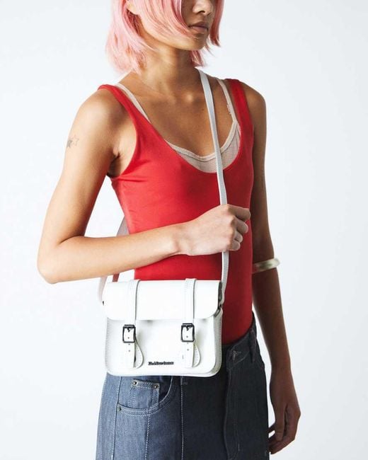 Dr. Martens White 7" Leather Satchel