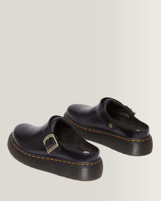 Dr. Martens Black Laketen Leather Platform Mules Shoes for men