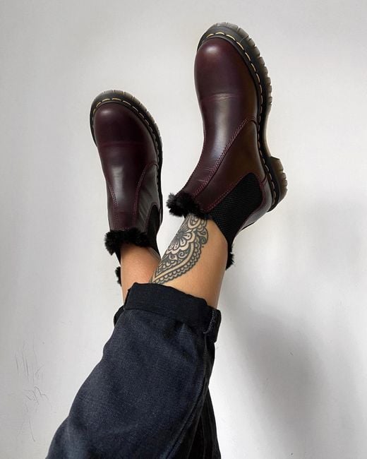 Dr. Martens 2976 Leonore Faux Fur Lined Chelsea Boots in Brown - Lyst
