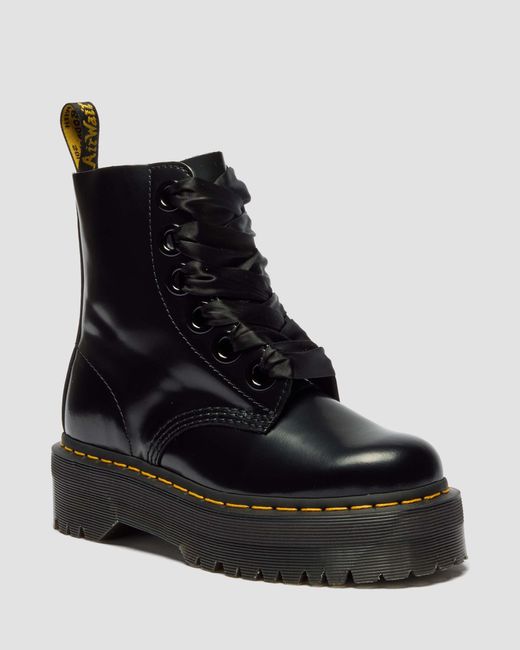 Cuero botas con plataforma molly en piel zapatos Dr. Martens de color Black