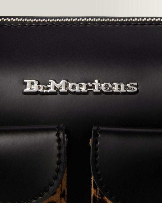Dr. Martens Black Leather Print Hair-On Top Handle Bag