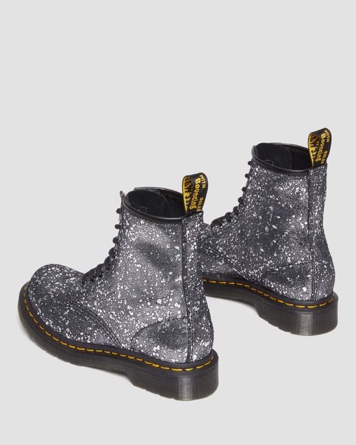 Dr. Martens Black 1460 Metallic Splatter Suede Lace Up Boots