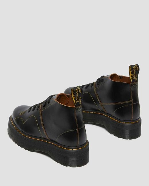 Dr. Martens Black Church Quad Leather Platform Boots