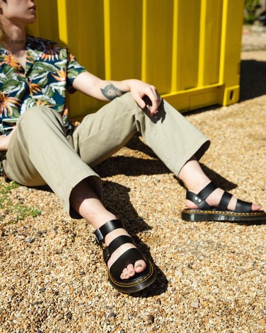 Dr. Martens Gryphon Double Stitch Brando Leather Sandals in Black