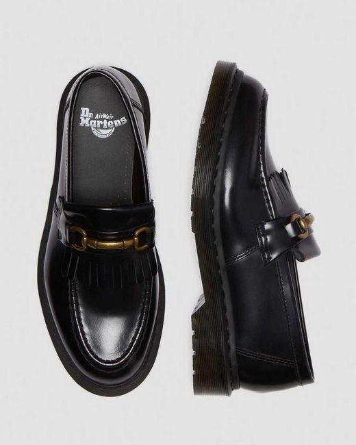 Dr. Martens Black Adrian Snaffle Smooth Leather Tassel Loafers for men