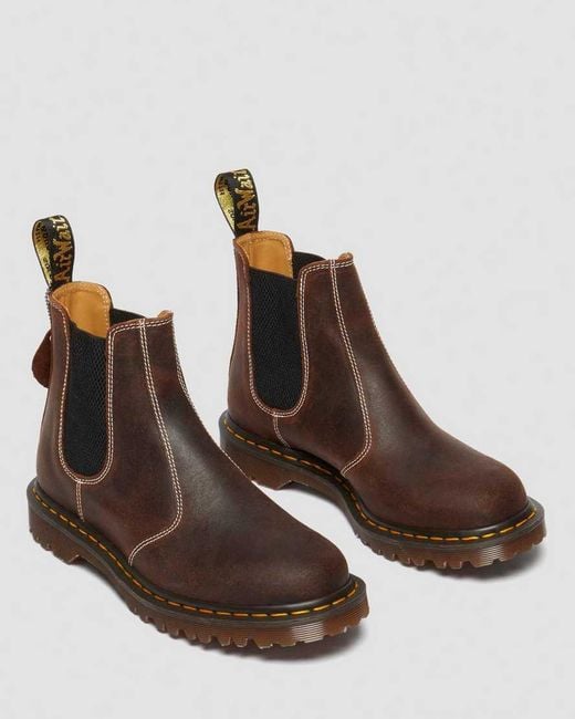 Dr. Martens Brown 2976 Wax Commander Leather Chelsea Boots for men