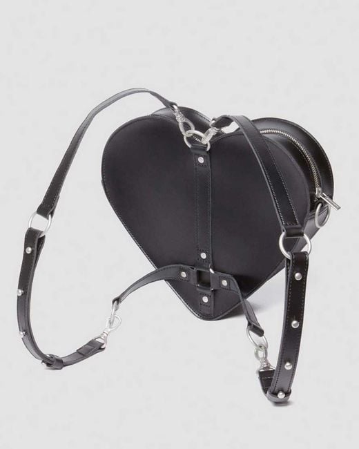 Dr. Martens Black Brush Off Leather Heart Shaped Bag