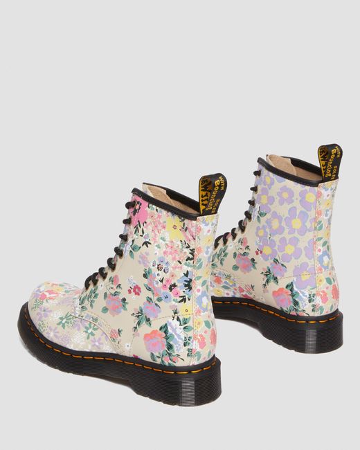 Dr. Martens White 1460 Floral Mash Up Leather Lace Up Boots