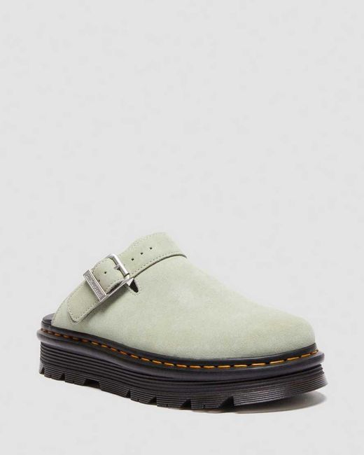 Dr. Martens Green Zebzag Suede Casual Slingback Platform Mules for men