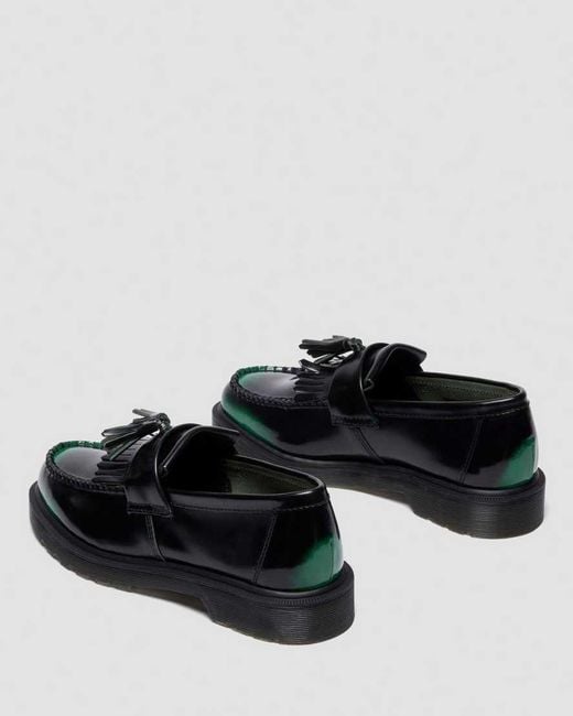 Dr. Martens Black Adrian Tassel Arcadia Rub Off Leather Loafers for men