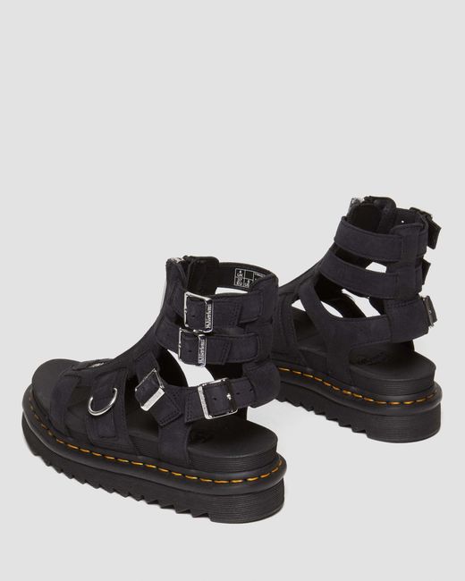 Sandali con zip olson stile gladiatore di Dr. Martens in Black