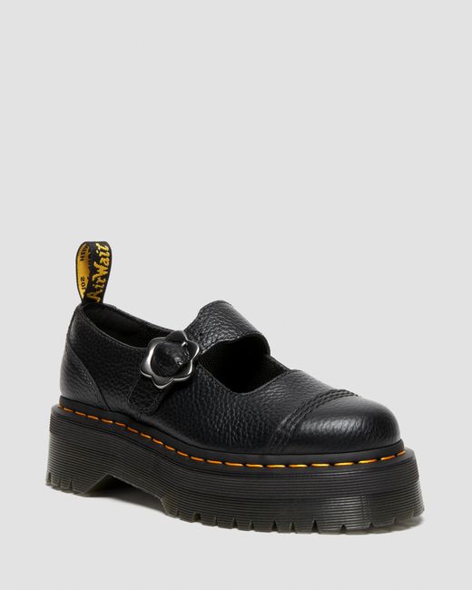 Nappa cuero zapatos con plataforma addina flower de piel Dr. Martens de color Black