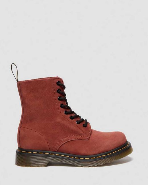 Dr. Martens Red 1460 Pascal Nubuck Leather Lace Up Boots