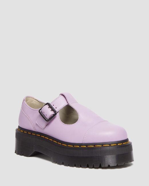 Pelle scarpe platform mary jane bethan lilla di Dr. Martens in Pink