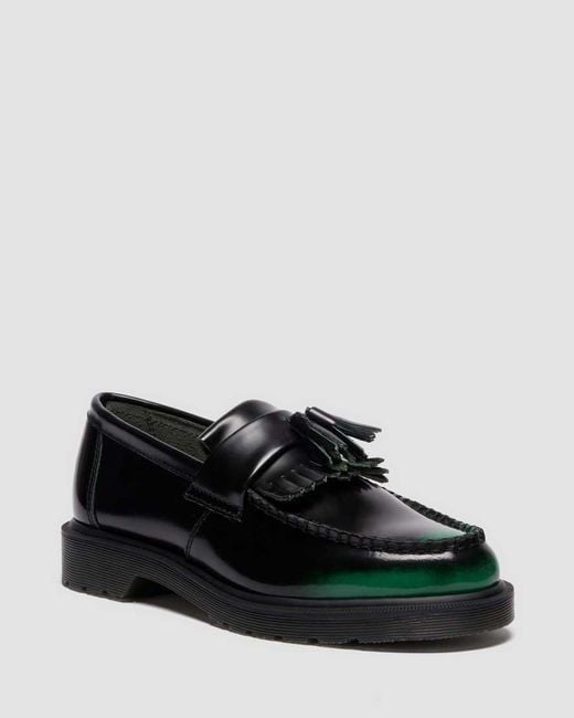 Dr. Martens Black Adrian Tassel Arcadia Rub Off Leather Loafers for men