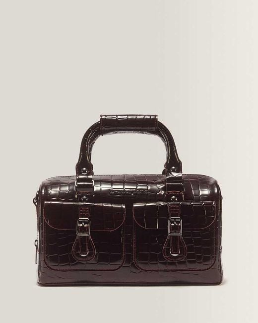 Dr. Martens Black Top Handle Croc Emboss Leather Bag