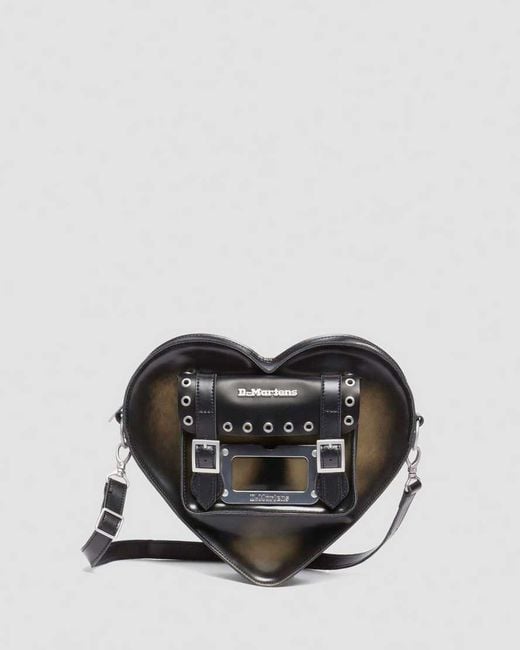 Dr. Martens Black Brush Off Leather Heart Shaped Bag