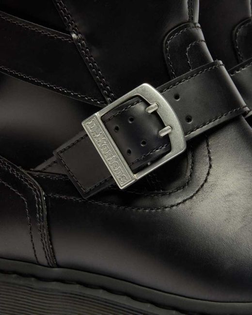 Dr. Martens Black Anistone Two Strap Leather Biker Boots