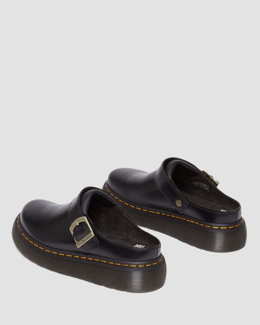 Dr. Martens Black Laketen Leather Platform Mules Shoes for men