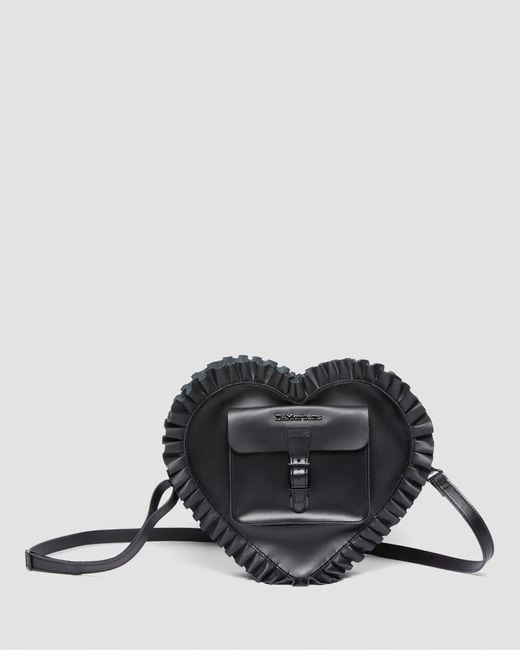 Dr. Martens Black Heart Shaped Ruffle Leather Backpack