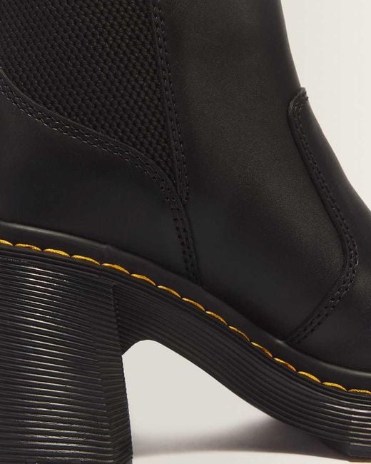 Dr. Martens Black Spence Zip Sendal Leather Heeled Boots