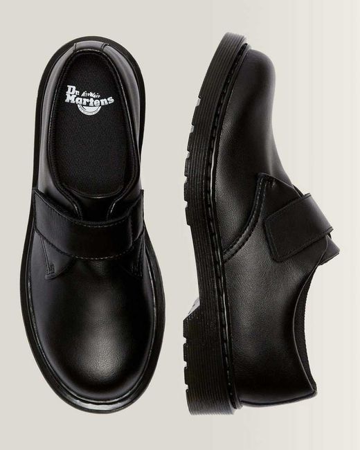 Dr. Martens Black Soft Leather Youth Kamron Velcro Oxford Shoes for men