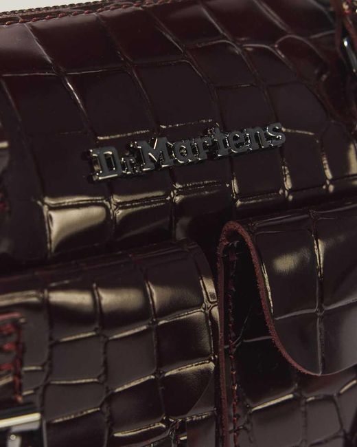 Dr. Martens Black Top Handle Croc Emboss Leather Bag