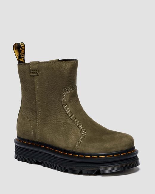 Dr. Martens Green Zebzag RIGGER Slip On Nubuck Boots
