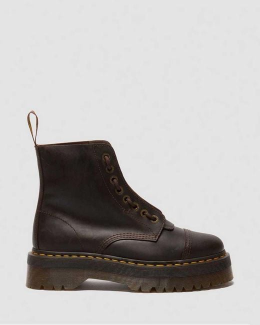 Dr. Martens Black Sinclair Crazy Horse Leather Platform Boots for men