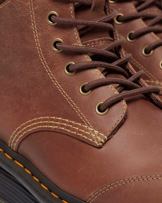 Dr. Martens Brown Zebzag 8 Ties Burnish Waxy Lace Up Boots